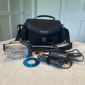 Sony Handycam Silver and Black Camcorder Set